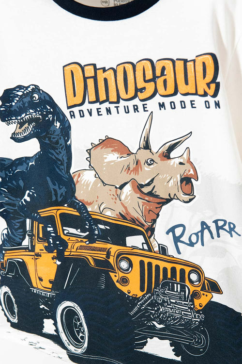 PIJAMA DE MIC CON PANTALÓN LARGO AZUL Y MARFIL PARA NIÑO