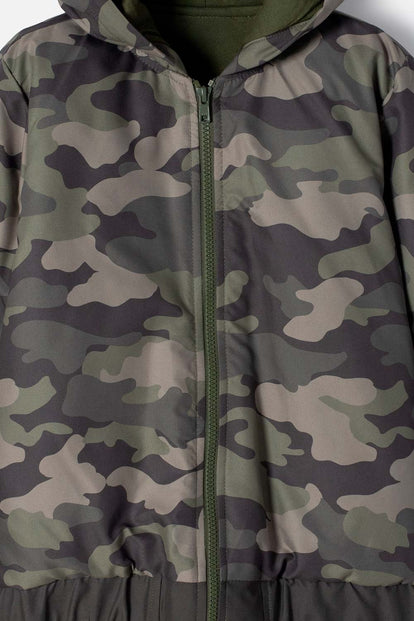 CHAQUETA DE MIC CON CIERRE VERDE MILITAR PARA NIÑO