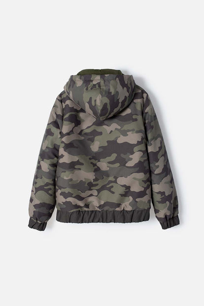 CHAQUETA DE MIC CON CIERRE VERDE MILITAR PARA NIÑO