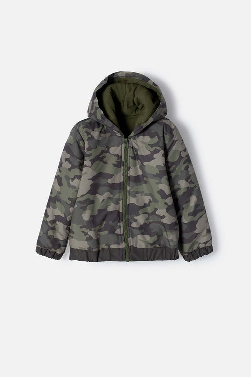 CHAQUETA LITTLEMIC CON CIERRE VERDE MILITAR NIÑO 2T A 5T