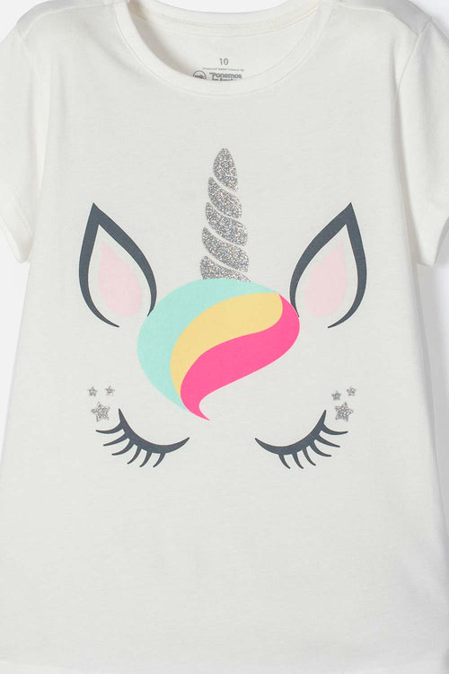 POLERA MIC MANGA CORTA MARFIL PARA NIÑA