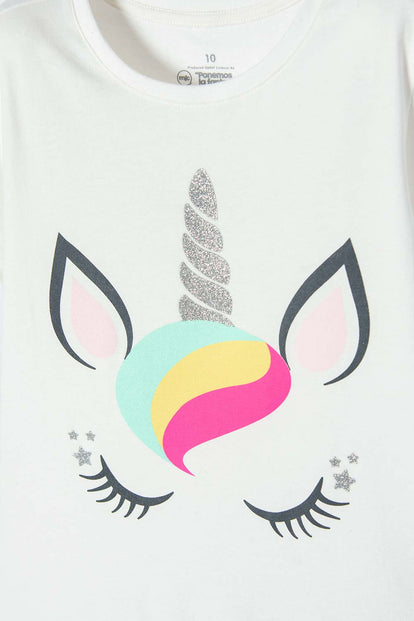 POLERA MIC MANGA CORTA MARFIL PARA NIÑA