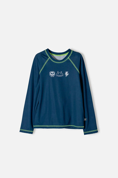CAMISETA DE BAÑO MIC AZUL OSCURA MANGA LARGA PARA NIÑO