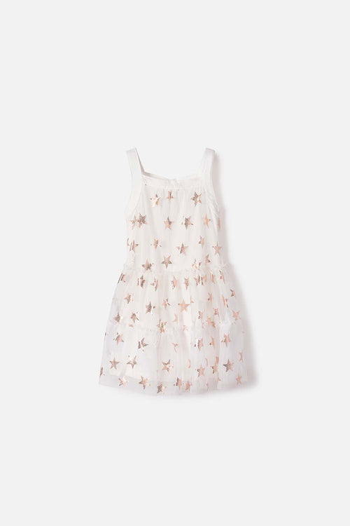 VESTIDO DE LITTLEMIC MANGA SISA CRUDO PARA NIÑA 2T A 5T