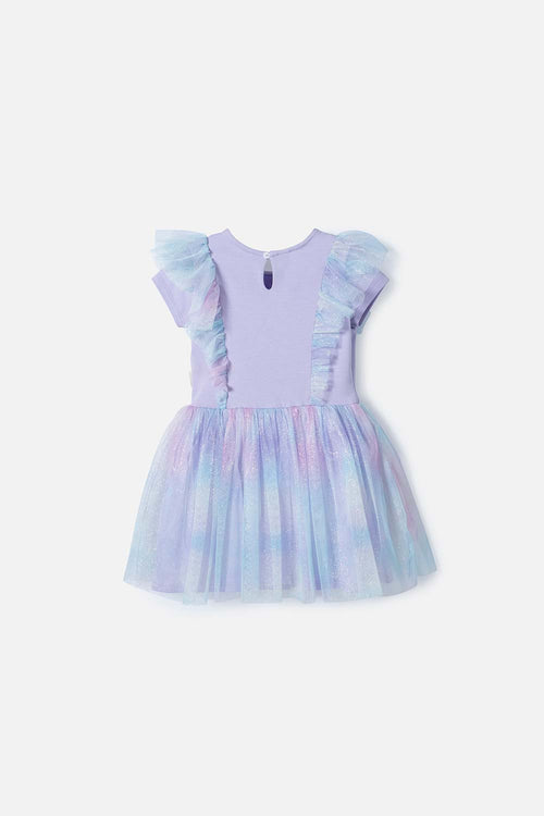 VESTIDO DE LITTLEMIC CON TULL VIOLETA PARA NIÑA 2T A 5T