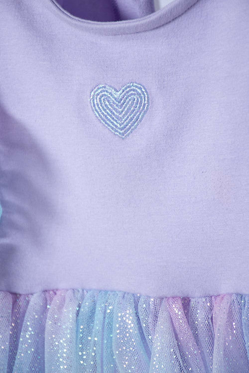 VESTIDO DE LITTLEMIC MANGA CORTA LAVANDA PARA BEBÉ NIÑA