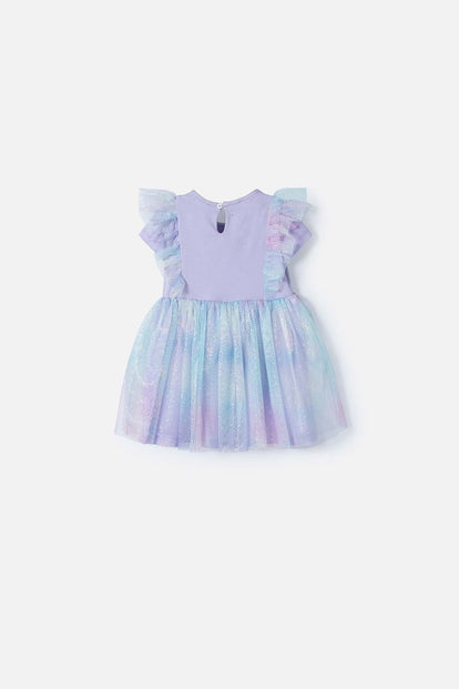 VESTIDO DE LITTLEMIC MANGA CORTA LAVANDA PARA BEBÉ NIÑA