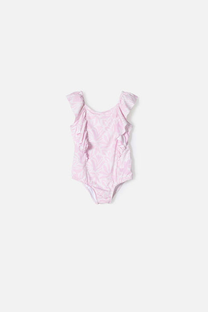 VESTIDO DE BAÑO DE LITTLEMIC ROSADO PARA NIÑA 2T A 5T