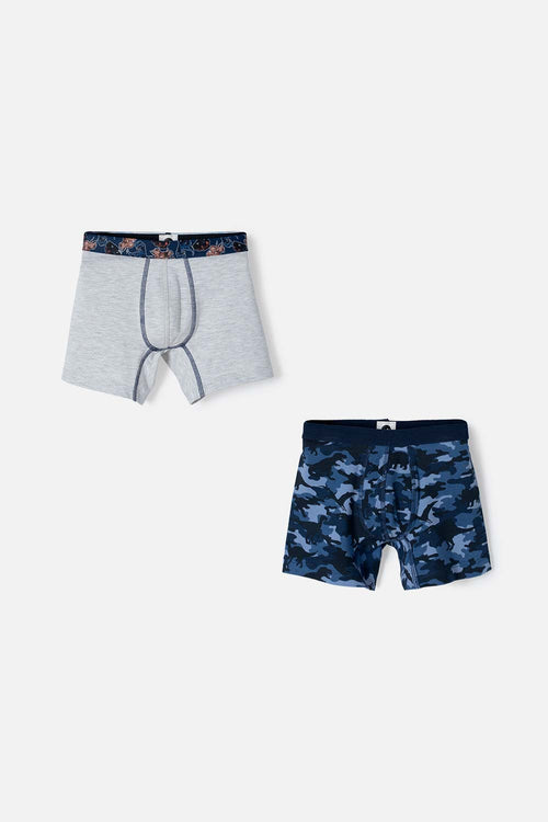 PACK X2 BOXER DE MIC GRIS Y AZUL PARA NIÑO