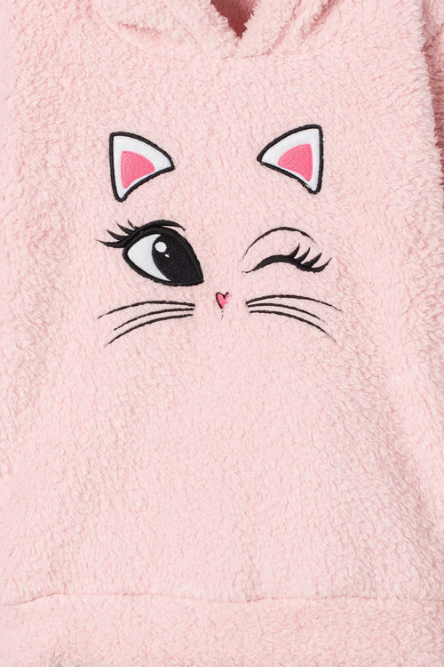 POLERON DE MIC CON CAPUCHA ROSA PARA NIÑA