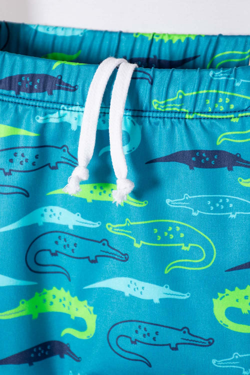 CONJUNTO DE BAÑO DE LITTLEMIC MANGA LARGA VERDE PARA NIÑO 2T A 5T