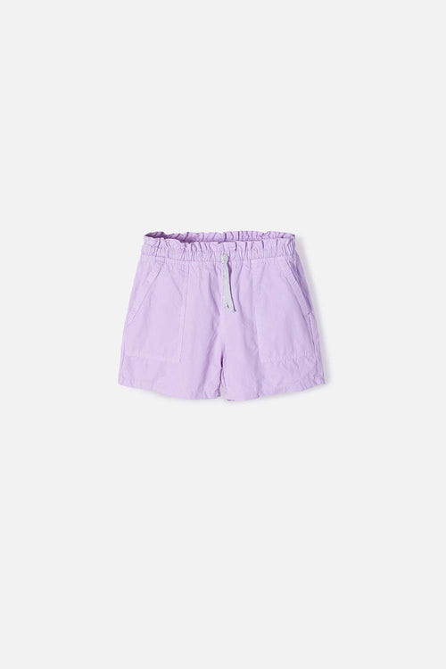 SHORT DE MIC CON CORDÓN MORADO PARA NIÑA