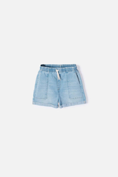 SHORT DE MIC CON CORDÓN AZUL PARA NIÑA