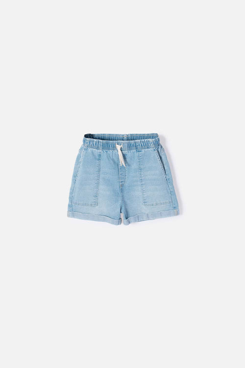 SHORT DE MIC CON CORDÓN AZUL PARA NIÑA