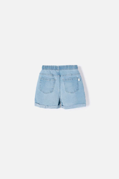 SHORT DE MIC CON CORDÓN AZUL PARA NIÑA