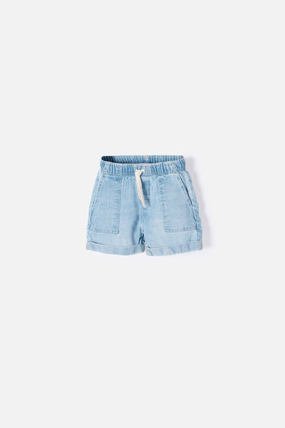 SHORT DE LITTLEMIC CON CORDÓN AZUL PARA NIÑA 2T A 5T