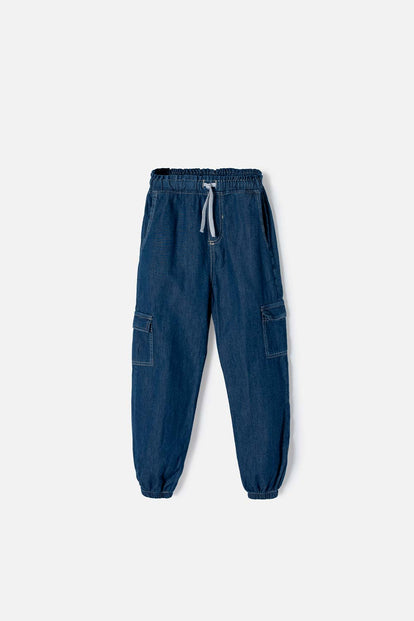 JOGGER DE MIC CON CORDÓN AZUL PARA NIÑA