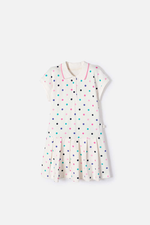 VESTIDO MIC MARFIL CORTO TIPO POLO PARA NIÑA