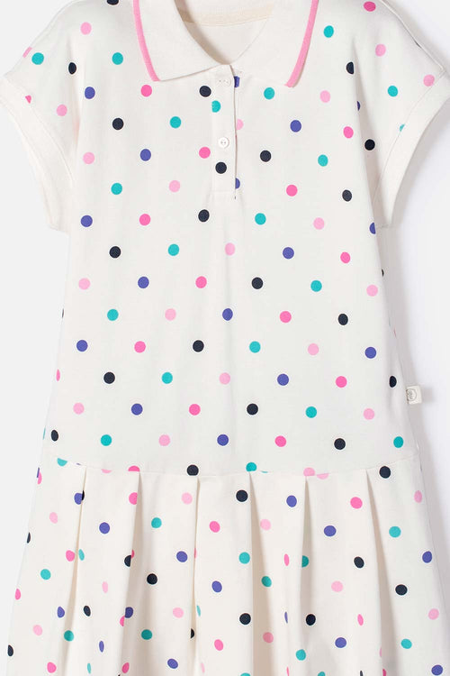 VESTIDO MIC MARFIL CORTO TIPO POLO PARA NIÑA