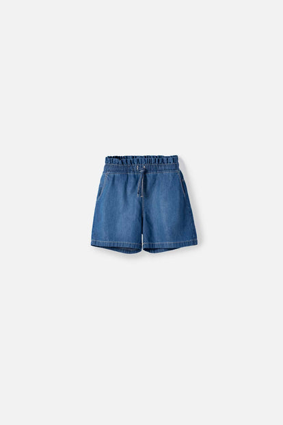 SHORT DE LITTLEMIC CON CORDÓN AZUL PARA NIÑA 2T A 5T