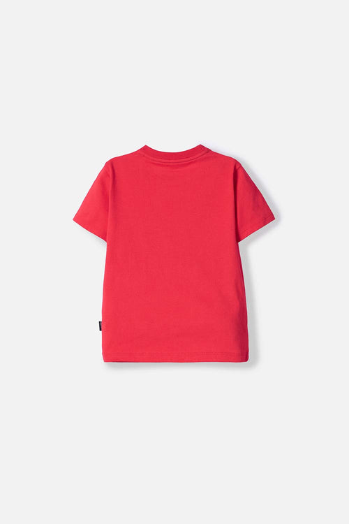 POLERA LITTLEMIC ROJA ESTAMPADA EN FRENTE PARA NIÑO 2T A 5T