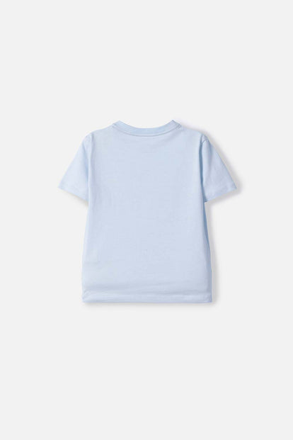 POLERA LITTLEMIC AZUL CLARA MANGA CORTA PARA NIÑO 2T A 5T