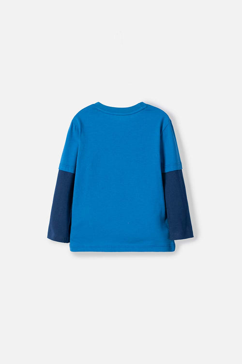 POLERA LITTLEMIC AZUL MANGA LARGA PARA NIÑO 2T A 5T