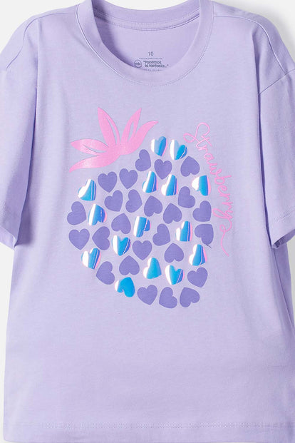 POLERA DE MIC MANGA CORTA LAVANDA CLARO PARA NIÑA