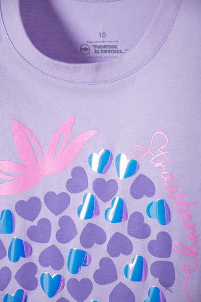 POLERA DE MIC MANGA CORTA LAVANDA CLARO PARA NIÑA