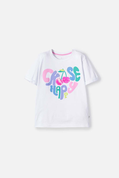 POLERA DE MIC MANGA CORTA BLANCO PARA NIÑA