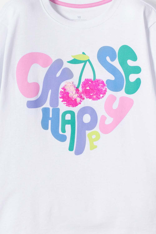 POLERA DE MIC MANGA CORTA BLANCO PARA NIÑA