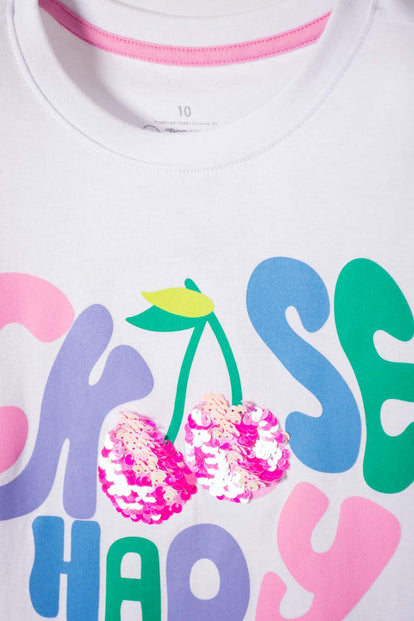 POLERA DE MIC MANGA CORTA BLANCO PARA NIÑA