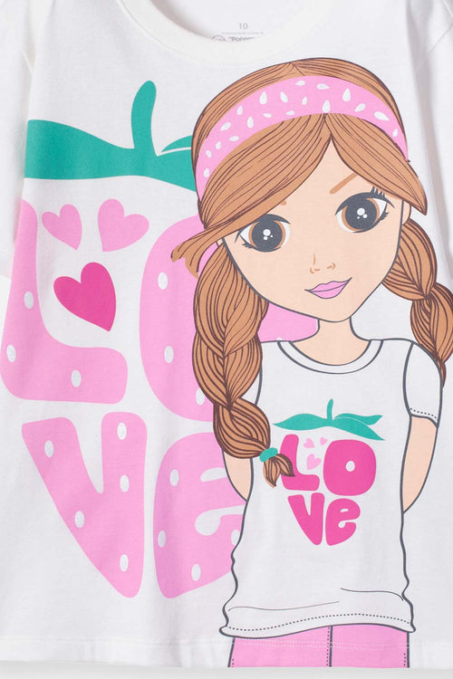 POLERA DE MIC MANGA CORTA MULTICOLOR PARA NIÑA