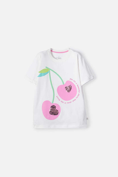 POLERA DE MIC MANGA CORTA MARFIL PARA NIÑA