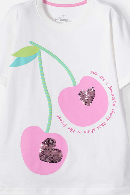 POLERA DE MIC MANGA CORTA MARFIL PARA NIÑA