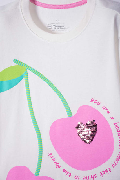 POLERA DE MIC MANGA CORTA MARFIL PARA NIÑA