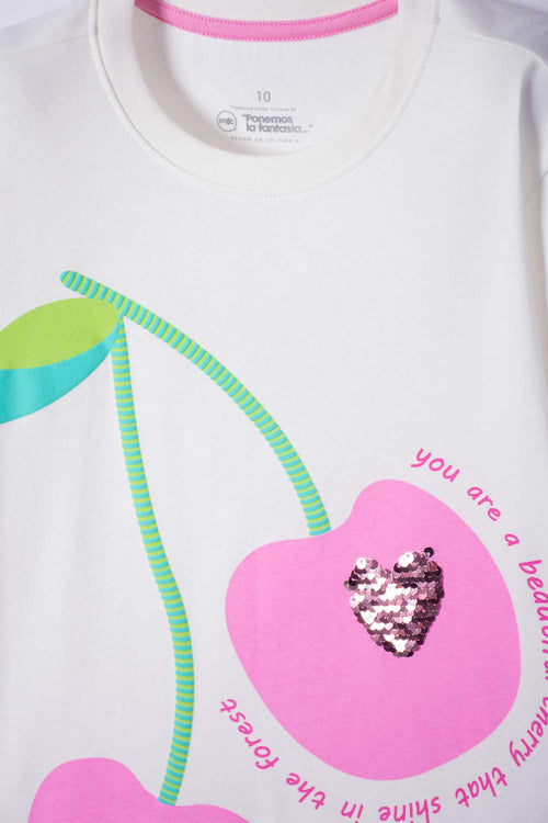 POLERA DE MIC MANGA CORTA MARFIL PARA NIÑA