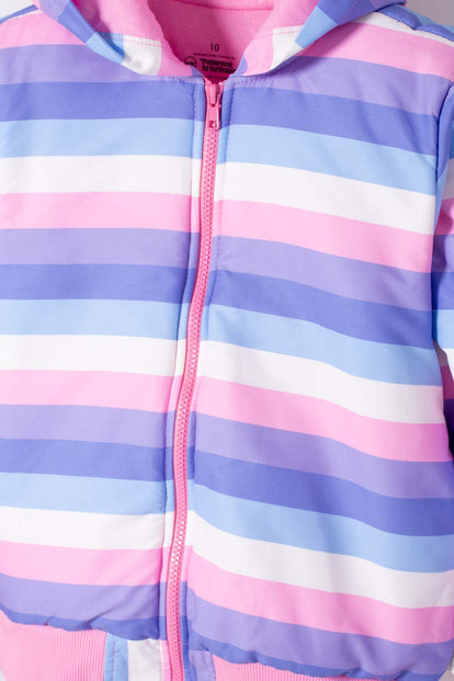 CHAQUETA DE MIC MULTICOLOR CON CAPUCHA PARA NIÑA