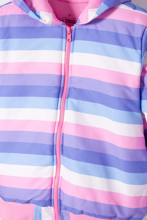 CHAQUETA DE MIC MULTICOLOR CON CAPUCHA PARA NIÑA