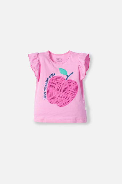 POLERA DE LITTLEMIC MANGA CORTA ROSADO PARA NIÑA 2T A 5T
