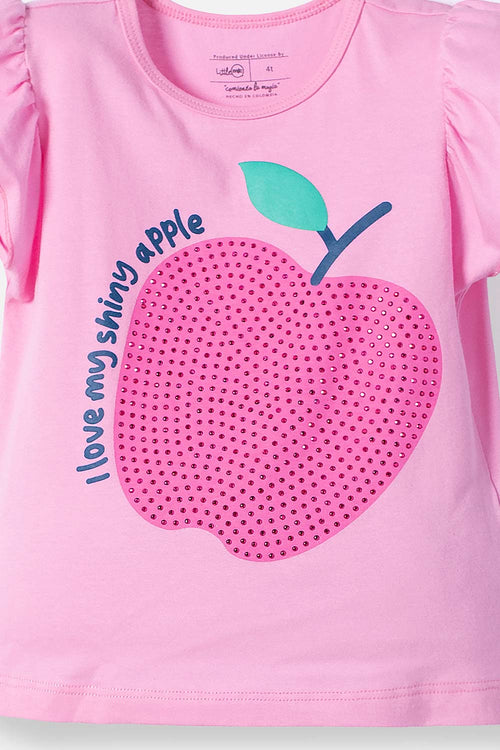 POLERA DE LITTLEMIC MANGA CORTA ROSADO PARA NIÑA 2T A 5T