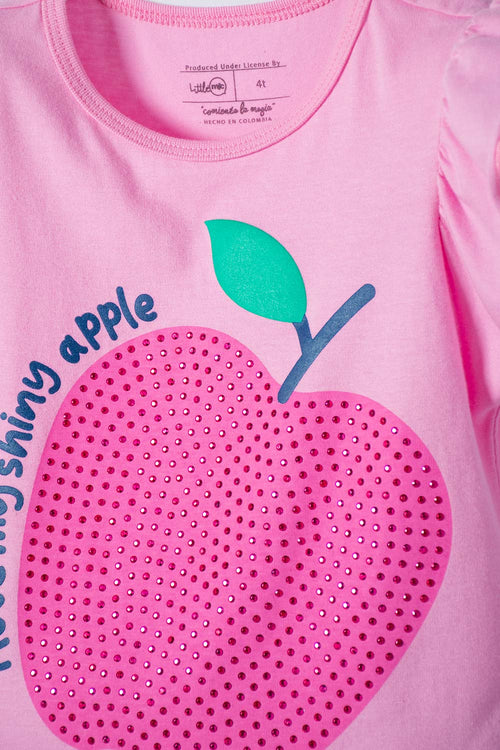 POLERA DE LITTLEMIC MANGA CORTA ROSADO PARA NIÑA 2T A 5T