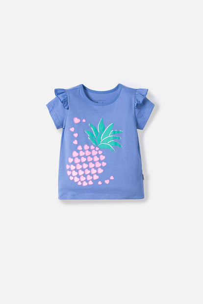 POLERA LITTLEMIC AZUL CON BOLERO EN MANGA PARA NIÑA 2T A 5T