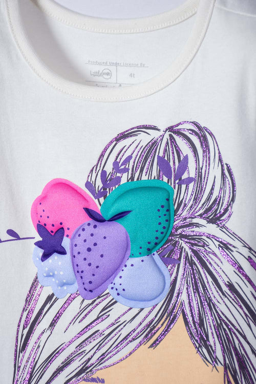 POLERA LITTLEMIC MARFIL MANGA CORTA PARA NIÑA 2T A 5T