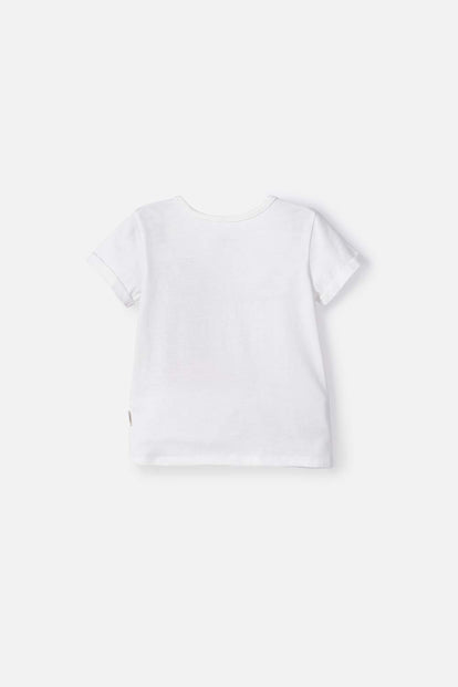 POLERA LITTLEMIC MARFIL MANGA CORTA PARA NIÑA 2T A 5T
