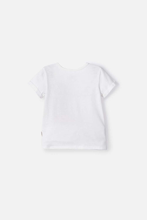 POLERA LITTLEMIC MARFIL MANGA CORTA PARA NIÑA 2T A 5T