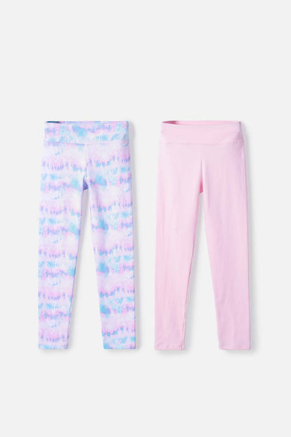 PACK X2 LEGGINS DE MIC MULTICOLOR PARA NIÑA