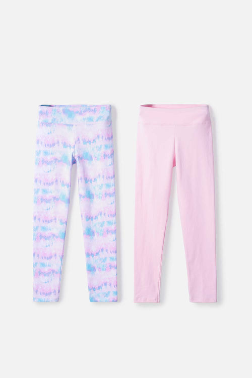 PACK X2 LEGGINS DE MIC MULTICOLOR PARA NIÑA