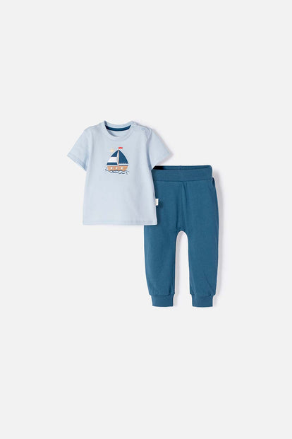 CONJUNTO LITTLEMIC AZUL DE PANTALÓN LARGO PARA BEBÉ NIÑO