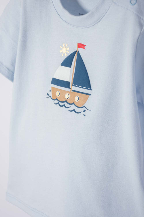 CONJUNTO LITTLEMIC AZUL DE PANTALÓN LARGO PARA BEBÉ NIÑO